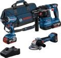 Bosch 18V Akülü Set GSR+GWS+GBH 3x 4.0Ah Akü + Şarj Aleti - 0615A5007L